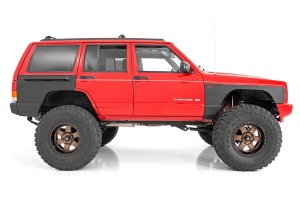 Jeep Cherokee Full Body Armor - Rough Country - FR & RR Combo - Flat Black - '97-'01